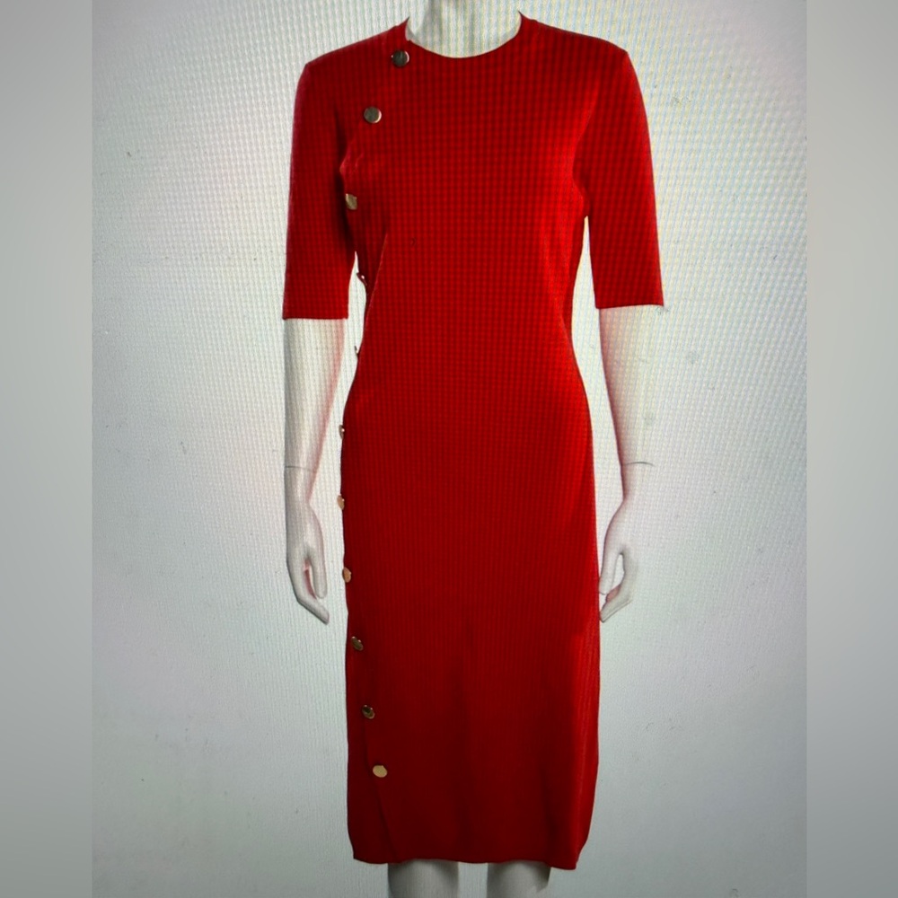 Elegant Red Altuzarra red Button-Detail Dress